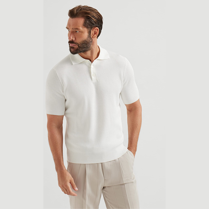 brunello cucinelli short sleeve cotton knit polo